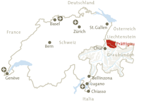 Lage Prättigau auf der Schweizer Karte Lage Prättigau auf der Schweizer Karte
